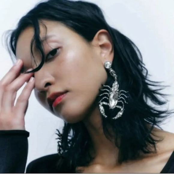 Zara Scorpion Crystal Drop Earrings - Picture 1 of 13